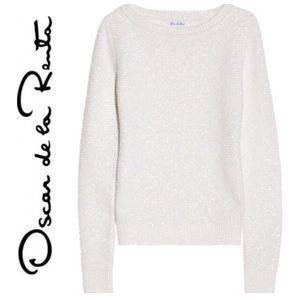 🎊HP Oscar de la Renta White Sequin Sweater